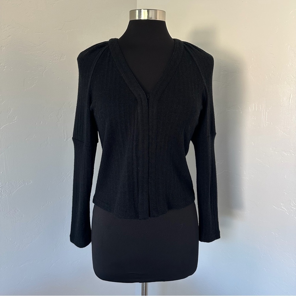 Anthropologie Black Snap Front Long Sleeve Cardigan Size M